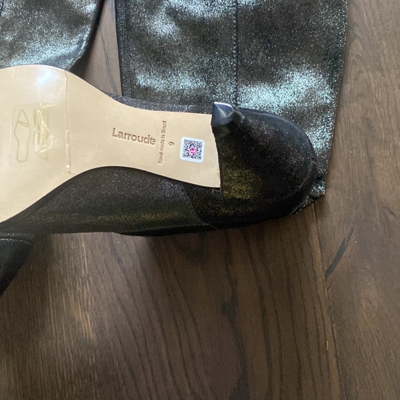 Larroude Louise Boot Metallic Oil Slick Shine Suede Cowboy Boots - Picture 4 of 5